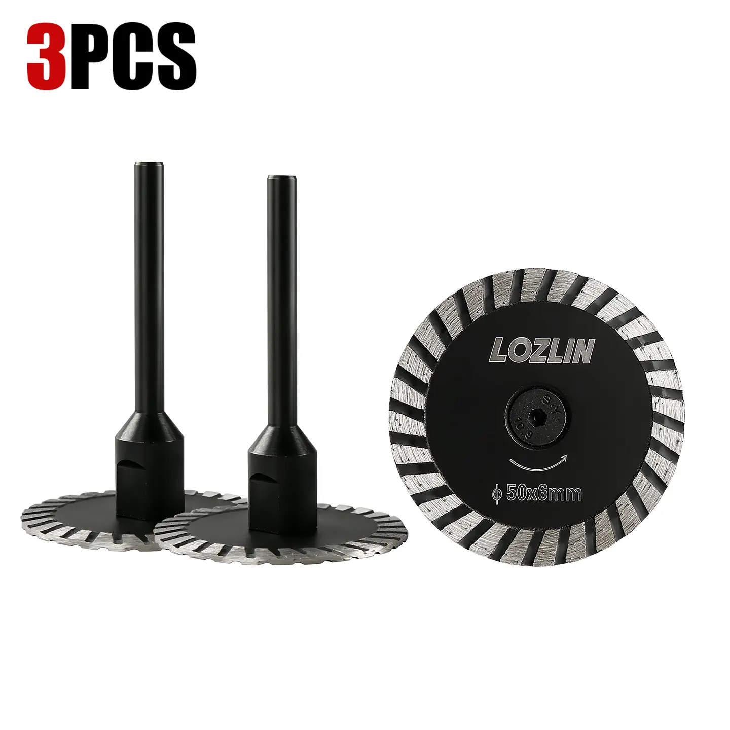 LOZLIN 3PCS 2" Mini Rotary Diamond Saw Blades - Power Tool Accessories for Precision Cutting, Engraving - Straight Grinder Mounted Marble, Granite Carving Tools, Rotary Diamond Blades