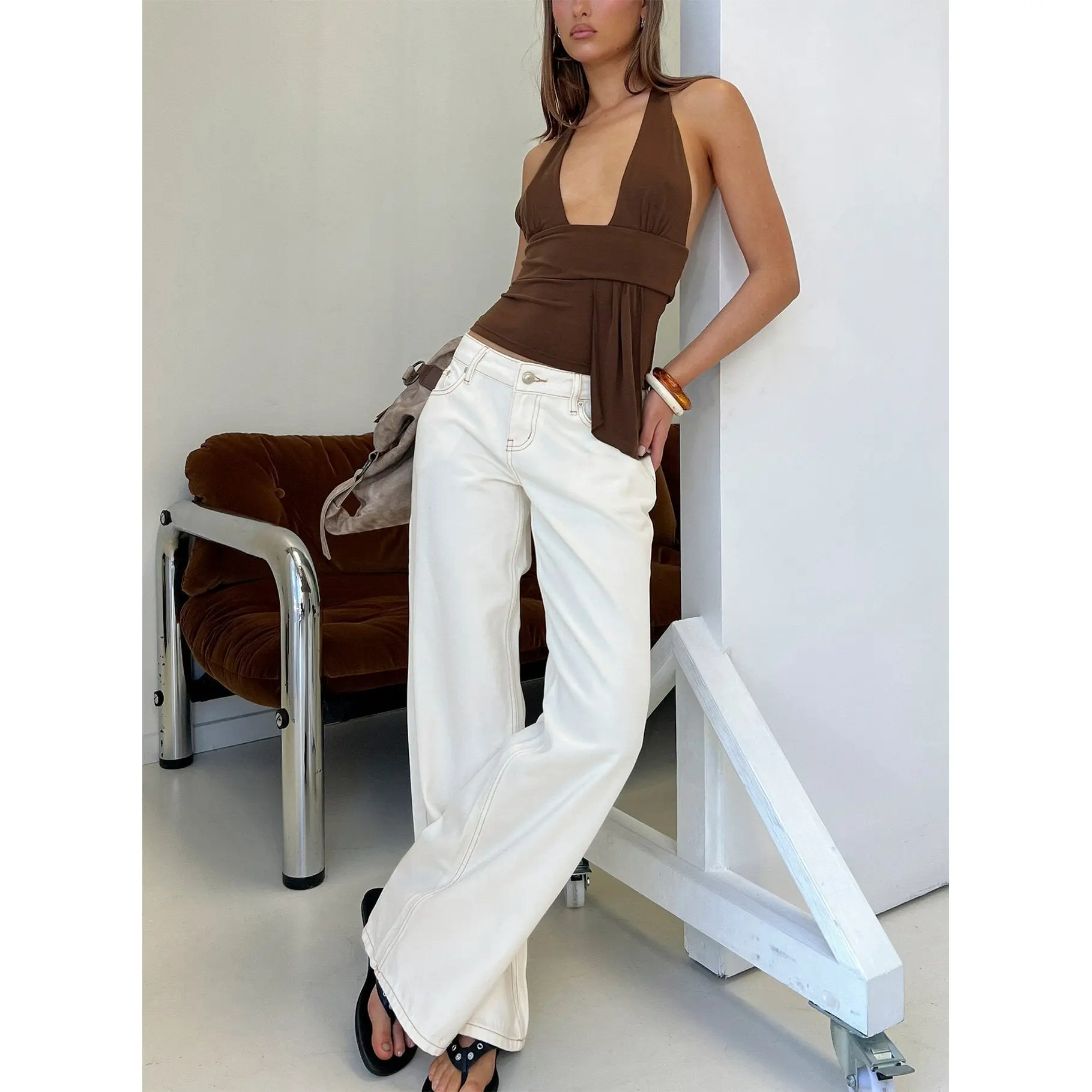 Tidal Wave Low Rise Straight Leg Jeans Cream Tidal Wave Low Rise Straight Leg Jeans Cream