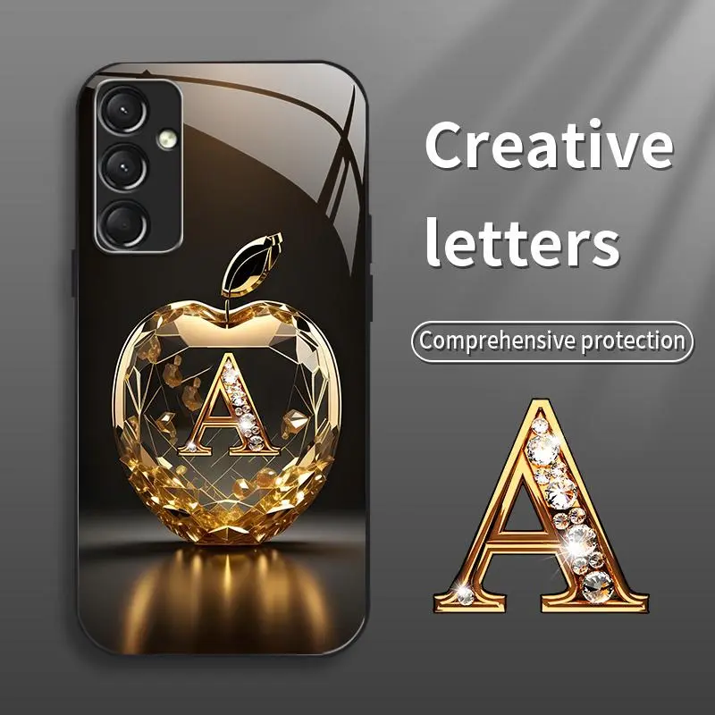 Galaxy A54 Cellphone Casing - High-End Electroplated Glass Cover with Metal Paint, Business Simple Design, Shockproof Protection, Anti-Drop, Anti-Fingerprint, Affordable Price, Handheld, Devices