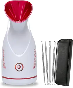 Facial Steamer Ionic  Steamer for Home Facial, Warm Mist Portable Facial Steamer for Deep Cleaning Unclog Pores with Blackhead Remover,  Kit for Personal Home  (Rose Red)