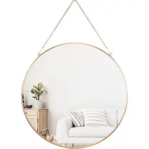 Hanging Circle Mirror Wall Decor Small  Round Mirror with Hanging Chain for Living Room Bathroom Bedroom ,, 11.75" x 11.75"