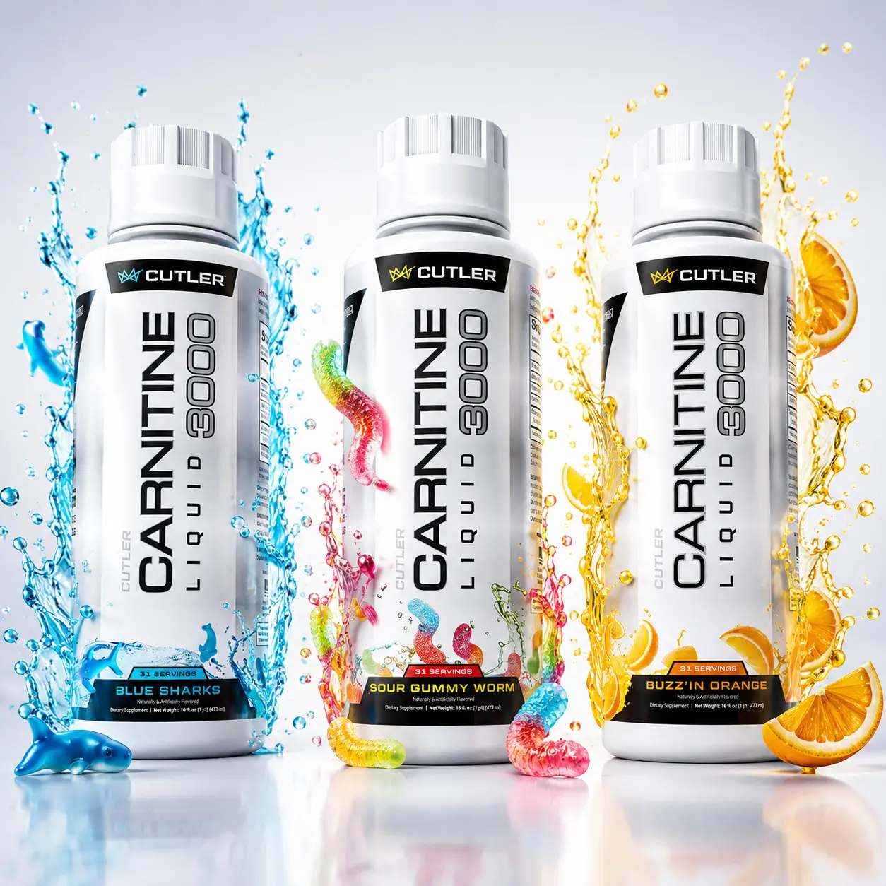 3-Pack Cutler Nutrition Carnitine 3000 Liquid Fitness Supplement, Post-Workout Recovery Support, Energy Boost