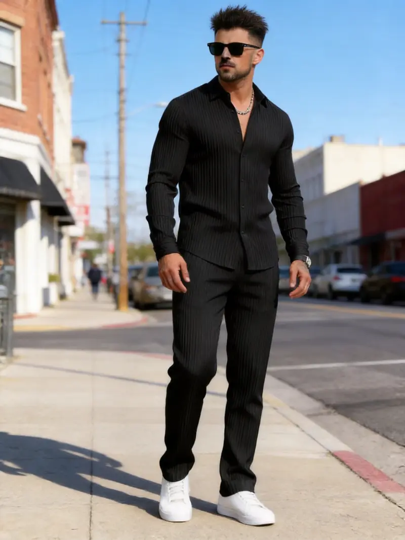 men's black linen dress pants Regular Straight Leg Men's Linen Pants SOGLIO in Black main image 1
