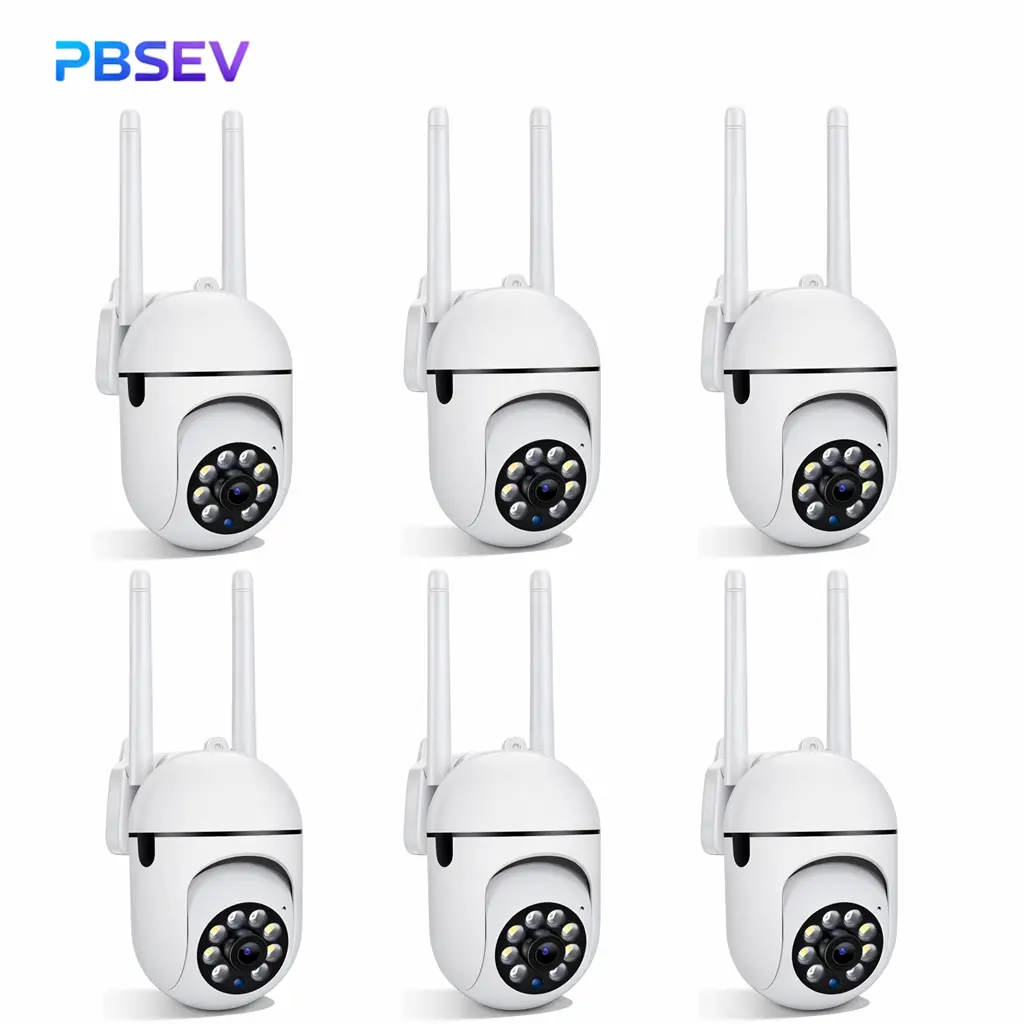 PBSEV 6-Pack Commercial WiFi Security Cameras - 1080P HD 355° Panoramic PTZ with AI Human Tracking, Motion Alerts, 2-Way Audio, Color Night Vision, 14-User Live View, Cloud/Micro SD Storage for Store, Office, Indoor Use