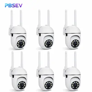 PBSEV 6pcs 355° Horizontal Panoramic Commercial Security Cameras, 1080P HD WiFi Camera, 14-User Concurrent Live View & PTZ Control, AI Human Tracking, Motion Alerts, 2-Way Audio, Color Night Vision, Easy Setup, Cloud/SD Storage for Store Apt Home Yard