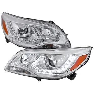 2013-2015 Chevrolet Malibu Projector Headlights w/ LED Light Strip (Chrome Housing/Clear Lens)