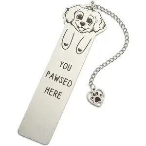 Bookmark for Women Readers, Cute Stainless Steel Metal Bookmark with Paw Charm, "You Paw-SED Here"  for  Lovers &  Moms, Page-Friendly Bookmarks for Reading