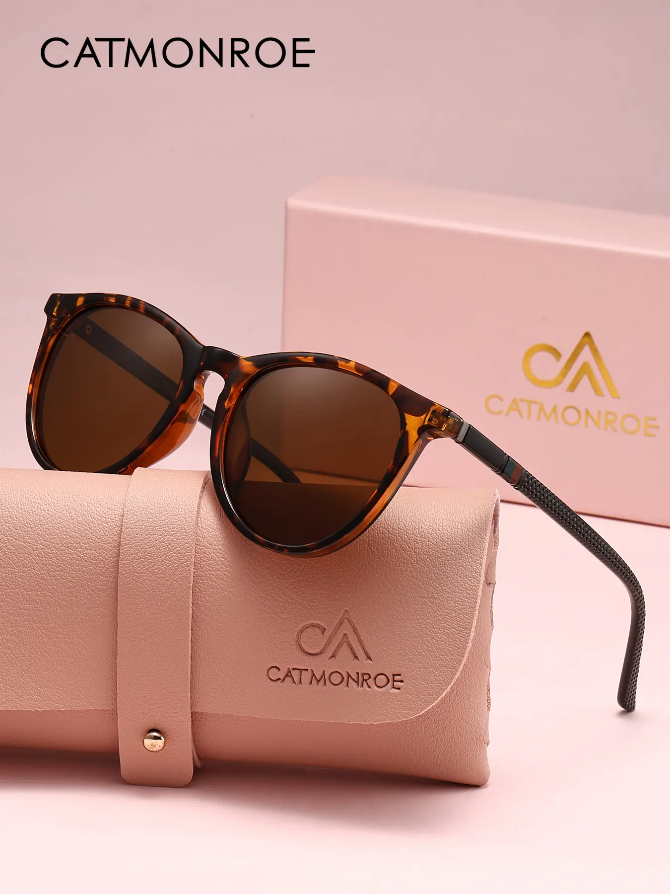 CATMONROE PC Cat Eye Frame Polarized Women's Classic Sunglasses Lightweight and Comfortable Shades UV400 Sunscreen for Travel, Daily Leisure Activities Pink Gift Set, Lightweight Durable Sunglasses