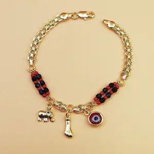 ReminiscenceSpark 1-Piece Plated Elephant Evil Eye Lucky Bracelet - Handmade Brass Design, 7.5in Length, Evil Eye Charm, Protective Symbol, Accessory Jewelry for Stylish Women (Sports Wristband)