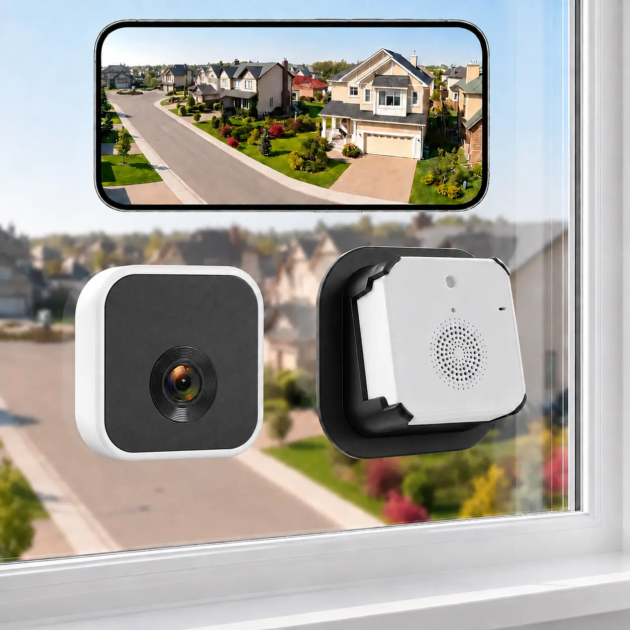 4MP 2.5K Wireless Window Security Camera, Rechargeable Indoor Local Device with 2.4&5G WiFi, 6s Pre-Roll, AI Human Detection, Anti-Glare, Magnetic Mount, No-Drill Installation, SD Card Storage, Cloud Support, Smart Home Gadgets
