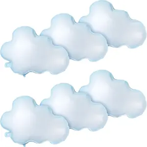 6 Pcs 30 Inch White Cloud Foil Balloons For Birthday Baby Shower Themed Party Birthday Party Decorations Supplies (Light Blue)