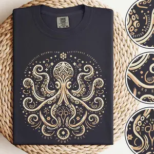 Subtle FDT Octopus Art Anti Fascist Tee, Comfort Colors Quiet Activism Mandala Shirt, 8647 Trump Fascism Feminist Leftist Ocean Lover Gift