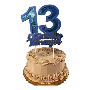 Creativity Shimmers 13th Birthday Cake Topper Shaker Multilayered, Multicolor, Handcrafted, Safe, Sturdy, Reusable