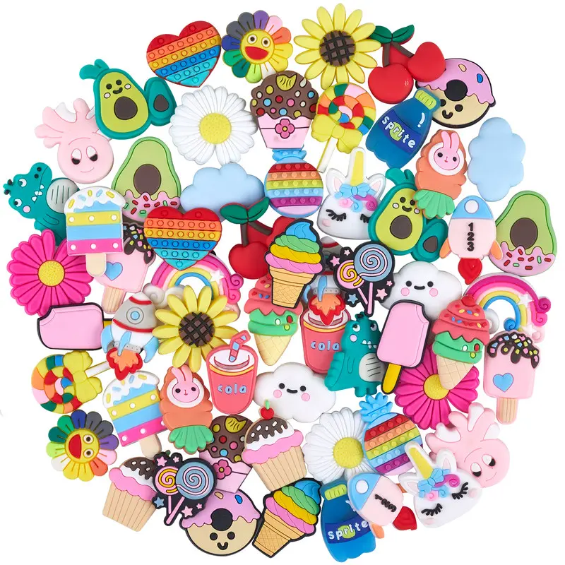 Cute Pink Shoe Charms Pack for Girls, 30/50/100Pcs Random No-Duplicate PVC Decorations, Waterproof Accessories for Clogs & Party Favors, 100Pcs Random Pink Shoe Charms, Shoe Embellishment Set, Decorative Shoe Accessories