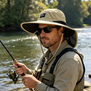 Fishing Hat,Sun Cap with UPF 50+ Sun Protection and Neck Flap,Wide Brim Sun Hat,Breathable Hiking Fishing Safari Hat, Outdoor UV Protection Cap,Lightweight and breathable, quick-drying, adjustable drawstring,for Man and Women