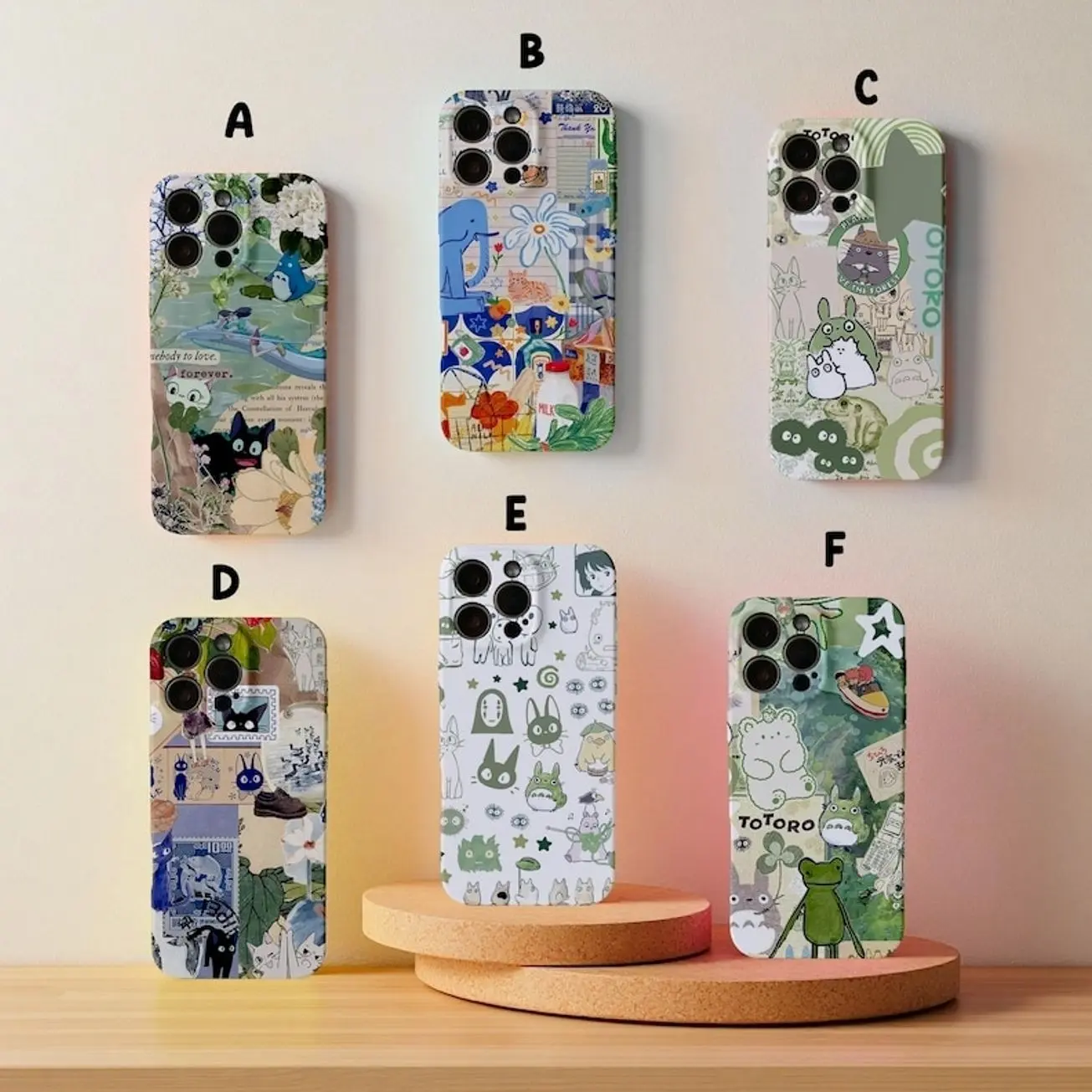 Japanese Anime Phone Case – Cute Totoro Inspired Collage, Kawaii Cat & Forest Cartoon Art Cover for iPhone X, 11, 12, 13, 14, 15 & more – SS Galaxy S21 to S25 Ultra, Plus with Suction