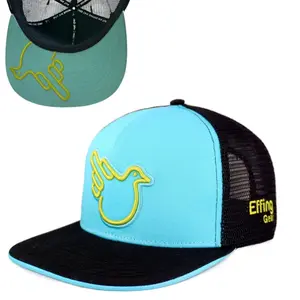 Sky Blue Flat Bill Snap Trucker Cap