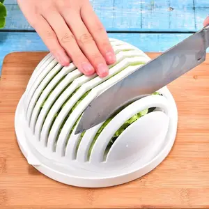 Easy-To-Use Salad Chopper Bowl, Quick & Efficient Vegetable and Fruit Slicer, Durable Plastic, Ideal for Home Cooking & Catering
