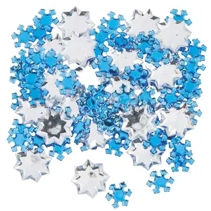 1/4" - 3/4" Bulk 150 Pc. Snowflake Blue & Silver Plastic Jewel Assortment