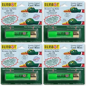BALMSHOT Cool Mint Lip Balm 4-PACK - $5.50 each (SAVE 15%) - All the BALMSHOT at a better price - Made in the USA - SPF 15, All-natural ingredients, Aloe, Moisturizing, Perfect Gift