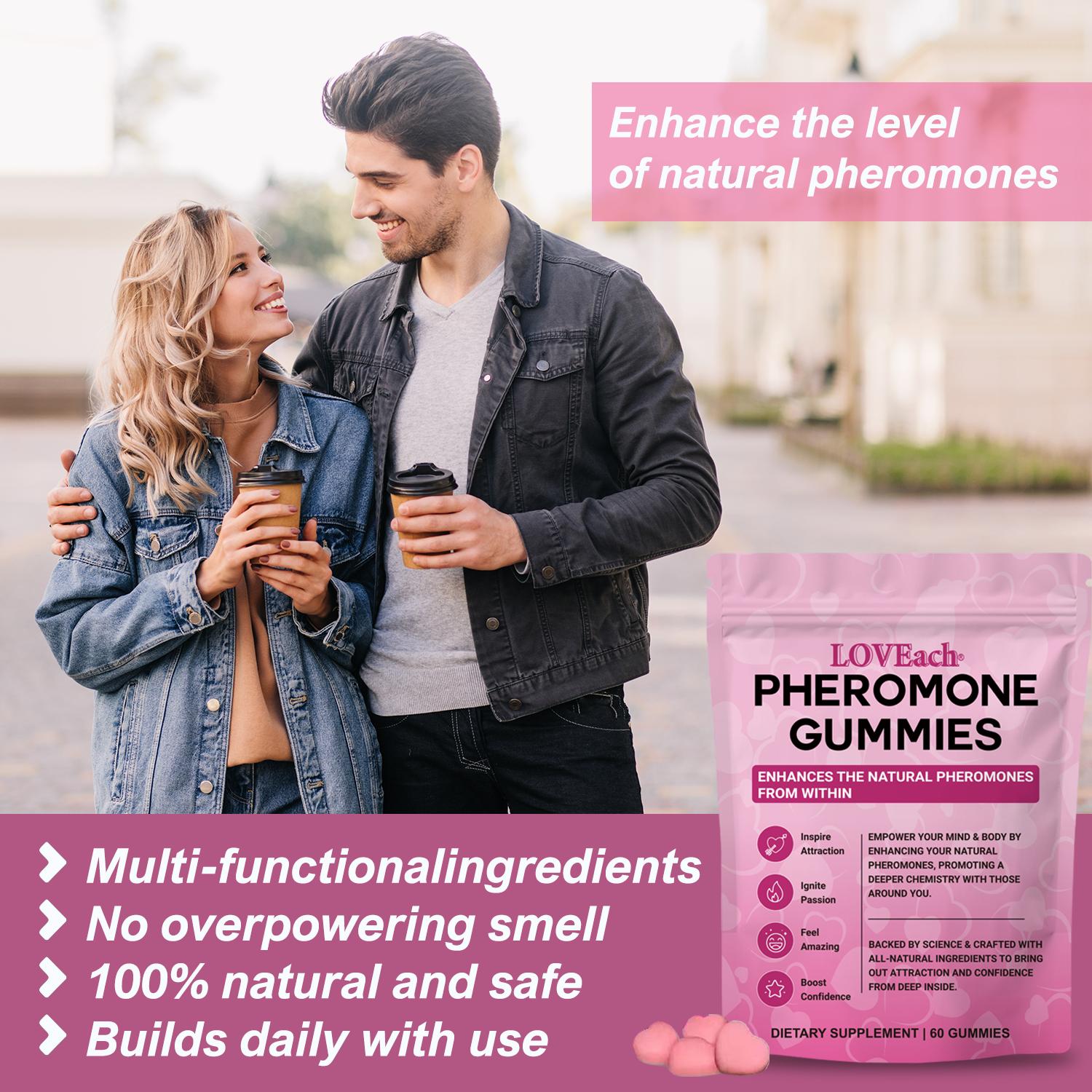 natural pheromone Pheromone Gummies for Women Enhance Your Charisma Natural Hormone Balance & Body Odor Support with Maca root, beetroot, mint leaves, parsley leaves, Slippery Elm Bark, fenugreek Red Clover& L-arginine Glow from Within 60Vegan Gummies