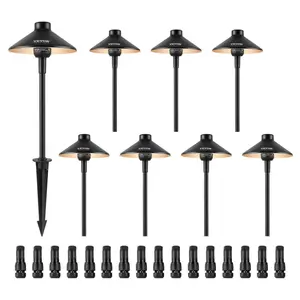 【Summervibes】VEVOR 8 Pack Low Voltage Landscape Path Lights, 3W 210LM 12V-24VAC/DC Outdoor LED Pathway Lighting, 3000K Warm White Walkway Lights with Quick Connectors, IP66 Waterproof for Yard Garden Sidewalk