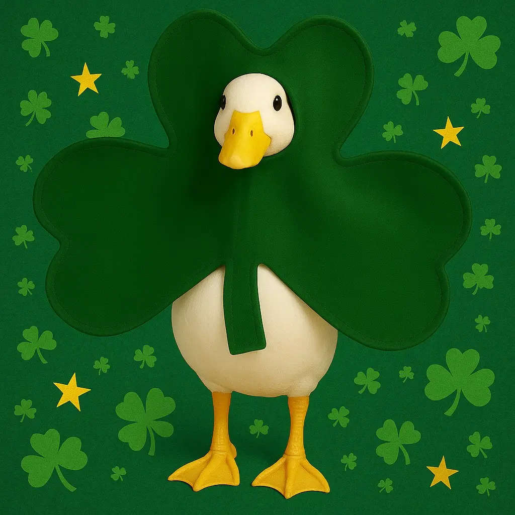 St Patrick's Day Porch Goose Costume, Irish Lucky Clover Set, Outdoor Decor for Yard Lawn Garden Patio, 1pc Decoration