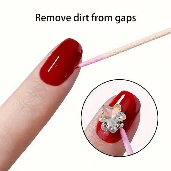 100pcs Double-HeadedWooden Makeup & Cleaning Swabs - Dual-Tipped For Eyelash Extension Glue Removal & Precise Beauty Applications Nail Supplies,Nail Tools,Nail Art Tools,Back To School,Nails,Nail Tools For Press On Nails,Manicure Pedicure Tools