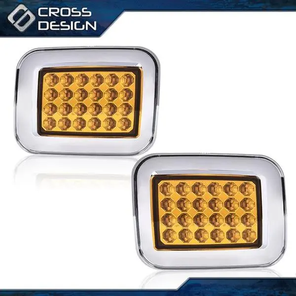 CROSSDESIGN DOT Approved LED Corner Lights - 1 Pair Orange 0-49W Energy Efficient Plug-N-Play Front Parking Signal Lights for 2003-2009 Hummer H2 (Signal, Parking & Show Use), Led Lights