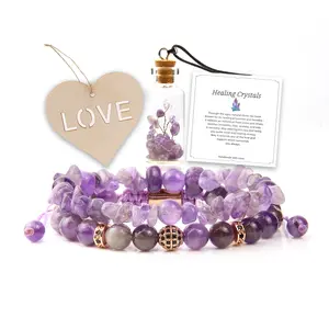 Purple Amethyst Bracelets for Women Crystals and Healing Stones Handmade Gemstone Jewelry Unique Gifts for Men Women