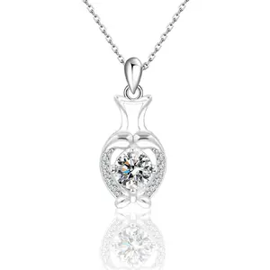 S925 Sterling Silver Twelve Zodiac Signs Aquarius Necklace For Women With D Color Moissanite 1 Carat Pendant Collarbone Chain
