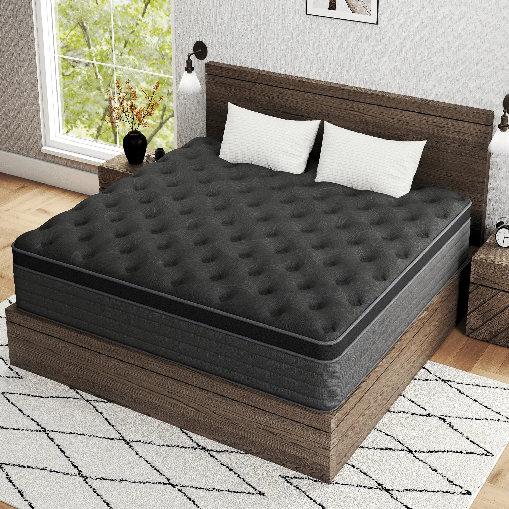 14 Inch Hybrid Mattress Twin Full Queen King Back Pain Relief Sleep Well Individually Wrapped Pocket Spring Breathable Pressure Relief mattress expanding topper Skin-friendly In A Box Spring Gardening