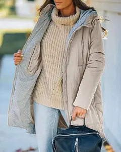 Danedvi Womens Warm Puffer Down Jacket Hooded Winter Lightweight Mid Quilted Coat with Pockets Tops Casual