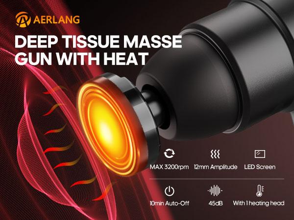 Handheld Percussion Massage Gun with Cold & Heat Modes, Muscle Massager Device, Adjustable Speed, Quiet Brushless Motor, Portable Rechargeable for Workout, Gym, Office Relaxation