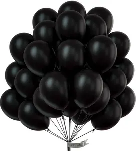 PartyWoo Black Balloons 50 pcs 12 Inch Latex Helium Matte Black Balloons for Baby Shower Birthday Graduation Casino Race Car Anniversary Retirement Pirate Gaming Theme Party Decorations Black-Y18