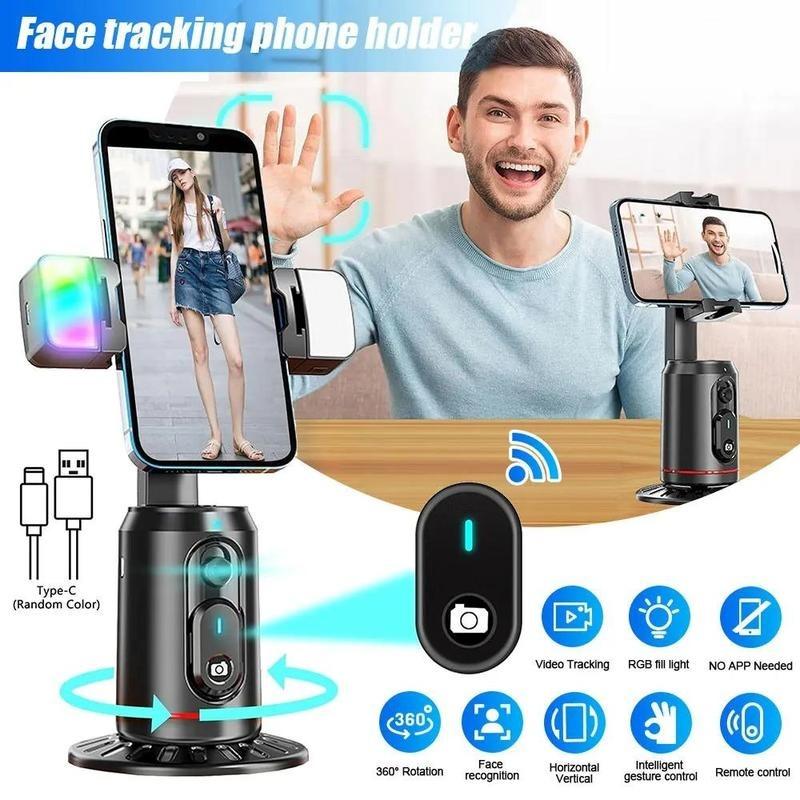 360 ° Rotatable Selfie Gimbal Stabilizer, Automatic Face Tracking Cellphone Holder, Smart Shooting Camera Stand with Remote Control, Selfie Accessories for Smartphone, Vlogging Kit, Black 360 ° Rotatable Selfie Gimbal Stabilizer, Automatic Face Tracking Cellphone Holder, Smart Shooting Camera Stand with Remote Control, Selfie Accessories for Smartphone, Vlogging Kit, Black