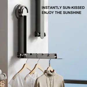 NO-DRILL Suction Cup Hanger | All Metal Space Aluminum Folding Drying Rack | Aesthetic Gunmetal Grey / Pure White Set | Retractable & Portable Space Saver for Bathroom & Laundry