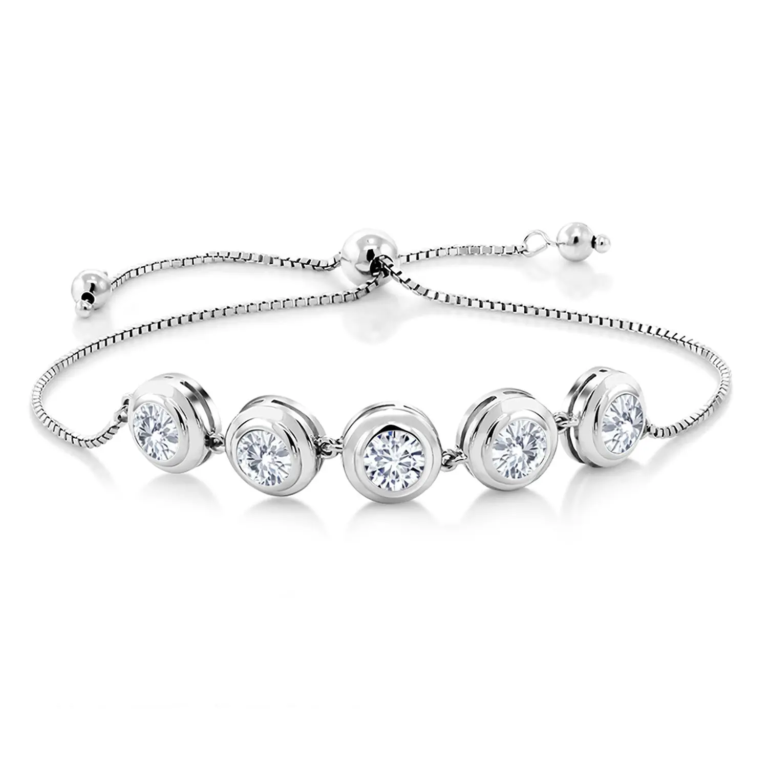 3-7 Cttw Gemstone Birthstone Tennis Bracelet for Women | 925 Sterling Silver | Round 6MM Bezel Set Stones | Adjustable Slider Clasp Fits Up to 9 Inch | Elegant Fine Jewelry for Her Mom Wife