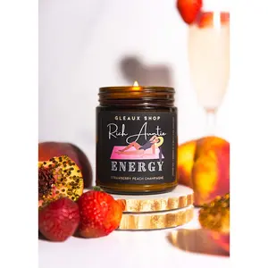 Rich Auntie Energy: Strawberry Peach Champagne 8 oz Scented Coconut Wax Candle