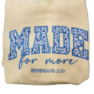 Made for More Appliquéd Embroidered Yellow Sweatshirt with Ephesians 2:10 Print for Comfortable Everyday Wear
