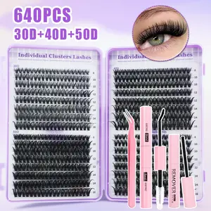 DIY Eyelash Extension Kit 30D/40D/50D/80D Styles, Includes Synthetic False Lashes, Glue, Remover, Tweezers, Beginner & Professional Friendly