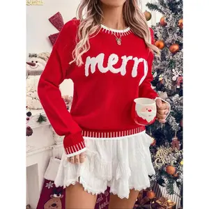 Elegant Christmas Women's Pullover Sweater, Comfortable Fall & Winter Fashion, Stylish Ladies' Knitwear, Perfect Holiday