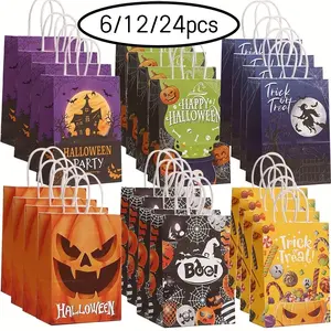 Halloween Witch Gift Bags, Paper Packaging Bags with Handles, Halloween Gifts, Suitable for Party Decorations, Thanksgiving and Christmas Gifts