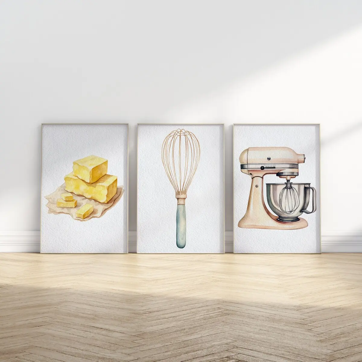 Set of 3 Baking Kitchen Prints | Cute Kitchen Decor | Pantry Wall Decor | Food Art | Country Cottage Decor | Unframed