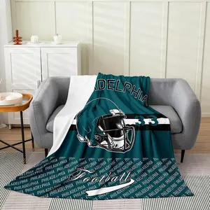 Football Fleece Throw Blanket Philadelphia Flannel Blanket Plush Fuzzy Football City for Bed Couch Chair Living Room Sports Games Bedroom Decor
