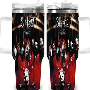 1pc 40oz Slipknot Band Tumbler with Lid, Insulated Travel Mug, Gift for Women Men, Ideal for Halloween, Independence Day, Memorial Birthday Gift, Coffee Cup, weird stuff