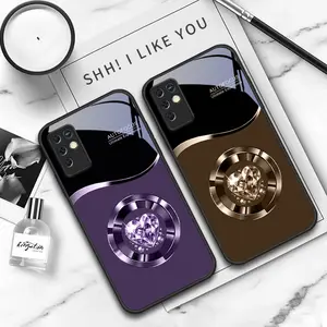 heart-shaped diamond Phone case suitable for Infinix Note 10 Pro/11 Pro/12 G96/40 4G/40 Pro 5G/30 Pro/40 Pro+ 5G/50 Pro 4G/50 Pro+ 5G/50S/50X 5G/Smart 8 plus/5/6/7/8 Pro/8/9/10 Plus Black glass protective case
