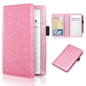 Server Books for Waitress, Guest Book Note Pad, Cute Pocket Leather  Organizer Wallet,  Check Bill Receipt Holder Presenter, Waiter Accessories, Glitter
