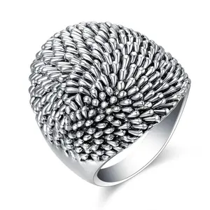 Aprilery Bold Textured Silver Statement Ring for Women Unique Charm Comfort Fit High-Quality Finish Modern Edgy Design Thumb Jewelry Gift