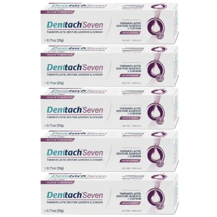 Denture Adhesive, Thermoplastic Denture Adhesive, Cushion and Reliner, Comfortable, Secure Denture Grip for Up to 7 Days, Non Glue, Zinc Free, Long Holding Denture Reliner (Pack of 5)